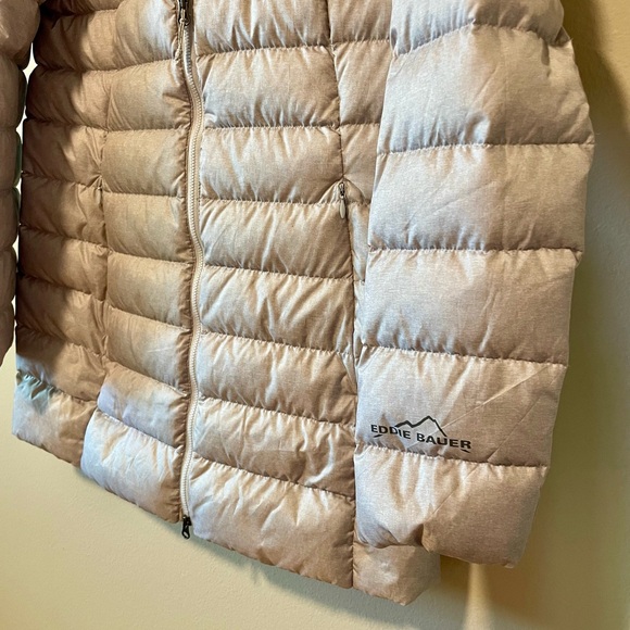 Eddie Bauer Packable Down Puffer Hooded Jacket Gray Size Medium - Picture 5 of 6
